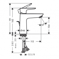 Baterie lavoar cu ventil click clack, Hansgrohe, Talis E 110, bronz periat